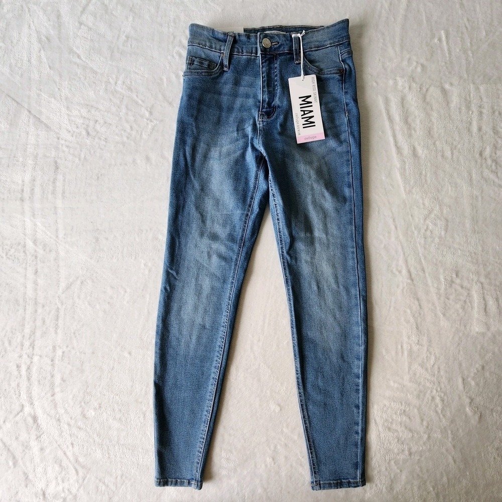 NEW Refuge Miami High Rise Skinny‎ Jeans Womens 01 Blue Stretch Denim 26x26 Slim